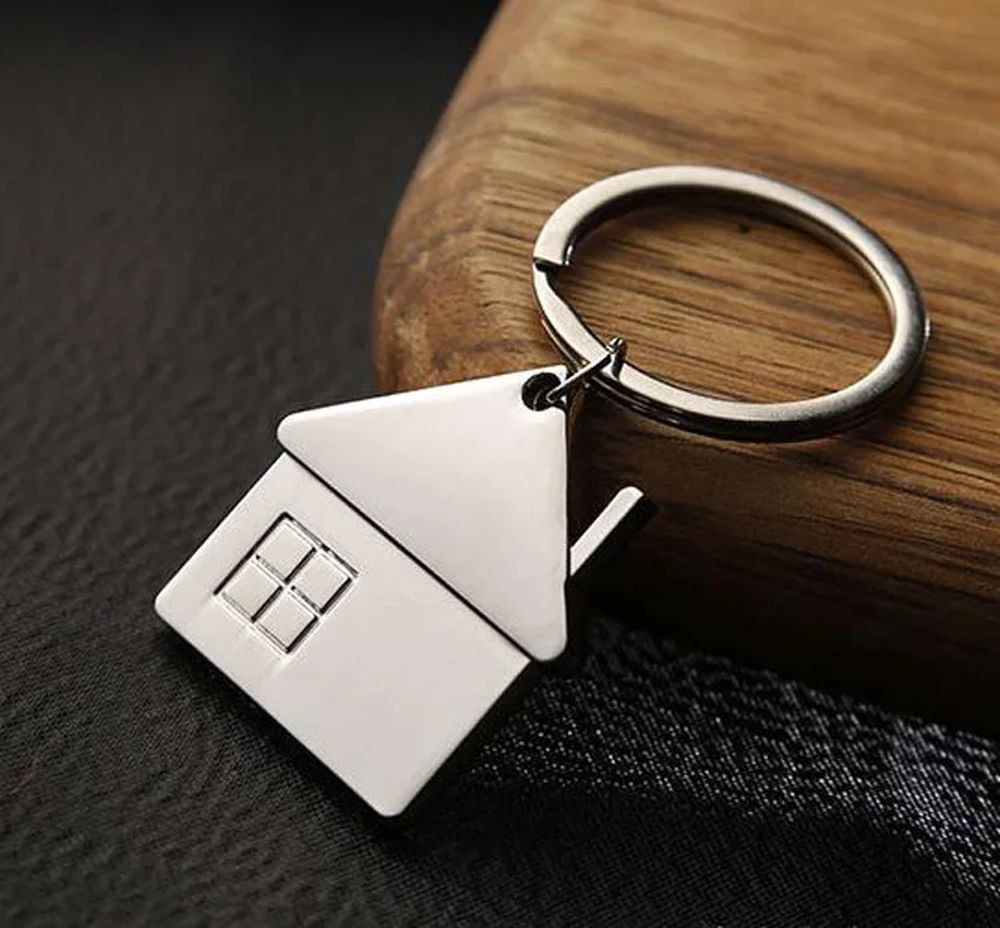Personalised 2 Circles with Photo Engraved Keyring
